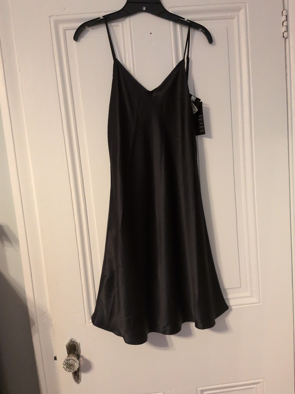 NWT Silksilky 100% Black Silk Chemise Slip Dress Adjustable Straps